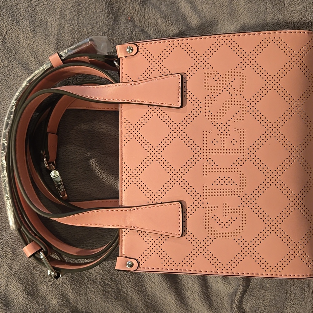 GUESS NWOT Pink Perforated Satchel